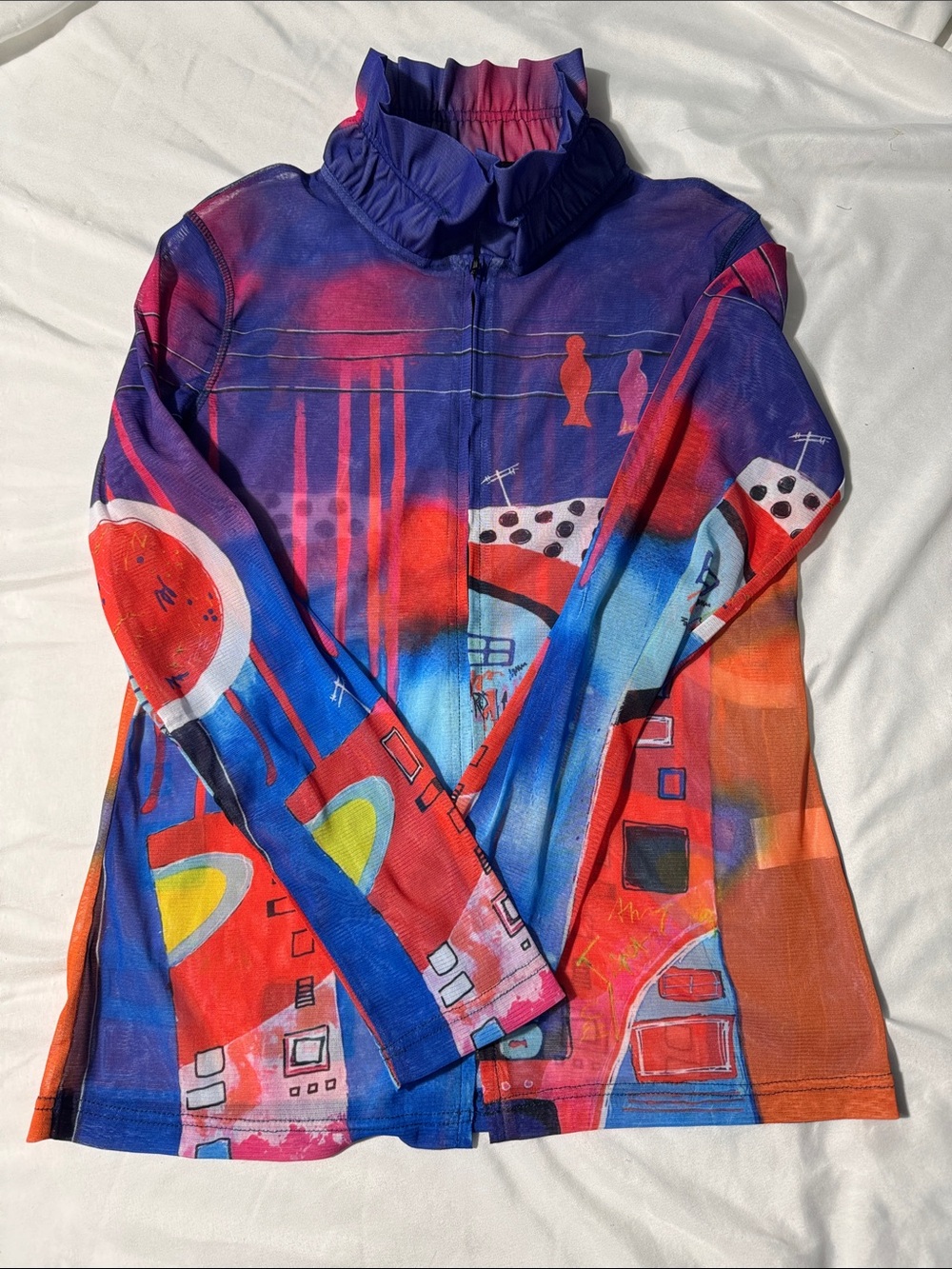 Simply Art by Dolcezza Mesh Jacket Art Print Multicolor Size Small Abstract